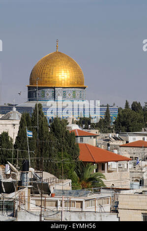 Die Altstadt von Jerusalem, Blick über die Dächer, Haube des Felsens, Israel Stockfoto