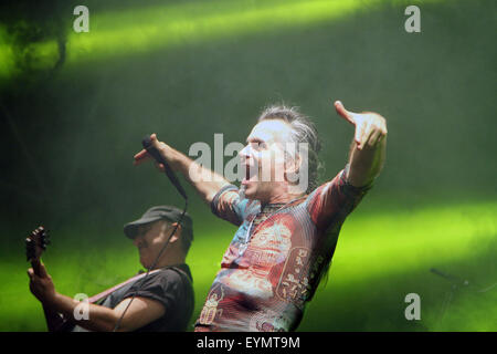 Italien, Majano: Piero Pel führt mit seinen Bands Litfiba auf der Bühne während des Konzerts auf dem Majano-Festival am 31. Juli 2015 in Udine, Italien: Andrea Spinelli/Alamy Live News Stockfoto