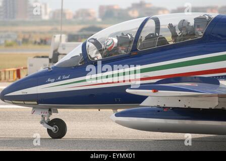 Italienische Luftwaffe, akrobatische National team "Frecce Tricolori" (dreifarbige Pfeile) auf Aermacchi MB 339 Flugzeuge Stockfoto