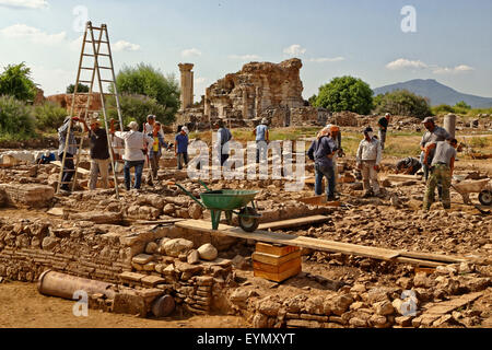 Laufende Archäologie arbeiten an der antiken griechischen und römischen Stadt Ephesus in der Nähe von Selcuk, Kusadasi, Türkei. Stockfoto