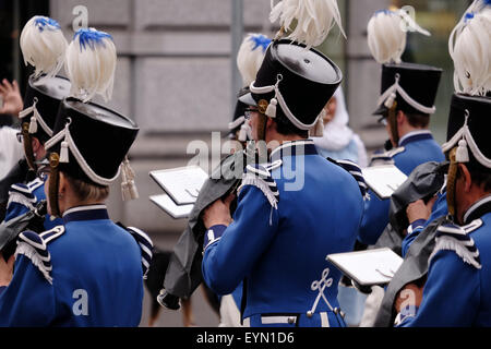 Zürich, Schweiz, 1. August 2015. Bläser-Sektion Zürich City Orchestra spielen am 1. August parade in Zürich, Schweiz. Die Schweizerische Eidgenossenschaft feiert 724. Jubiläum ihres Bestehens. Bildnachweis: Petr Kulhavy/Alamy Live-Nachrichten Stockfoto