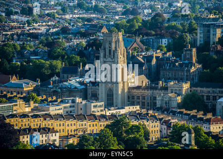 Luftaufnahme der Bristol University Wills Memorial Building. Stockfoto