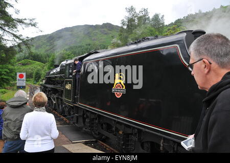 Der jakobitischen Zug in Glenfinnan. Stockfoto