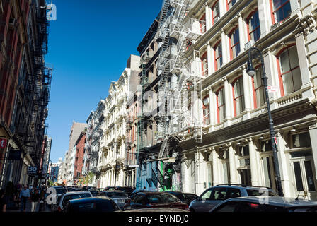 Greene Street im Viertel SOHO, New York City. Stockfoto