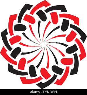 Vektor-rot schwarz Runde Ornament auf einem weißen Hintergrund. Tribal Stock Vektor