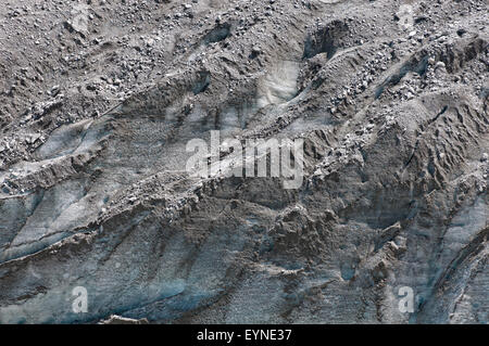 Oberfläche des Gletschers mit Fels und Eis. Mer de Glace Gletscher. Chamonix. Frankreich Stockfoto