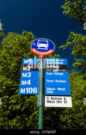 Anzeichen für den New-York-City-bus-System. Stockfoto