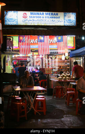 Am Straßenrand malay Restaurant um Petaling Street, Chinatown von Kuala Lumpur Malaysia. Stockfoto