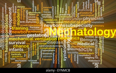 Hintergrund-Konzept Wordcloud Illustration der Neonatologie gleißenden Licht Stockfoto