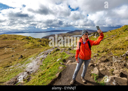 Selfie an Old Man of Storr Stockfoto