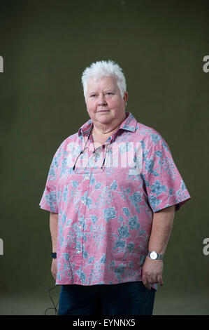 Schottische Krimiautorin, Val McDermid, erscheinen auf dem Edinburgh International Book Festival. Stockfoto