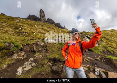 Selfie an Old Man of Storr Stockfoto