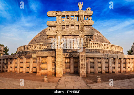 Große Stupa. Sanchi, Madhya Pradesh, Indien Stockfoto