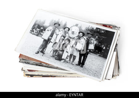 Stapel von alten Familienfotos Stockfoto