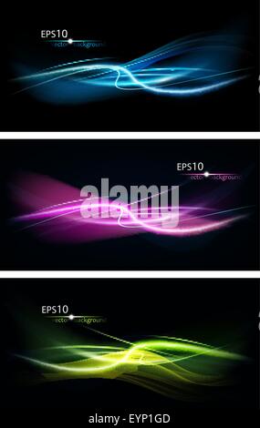 Eingestellt von abstrakten Design auf schwarzem Hintergrund Stock Vektor