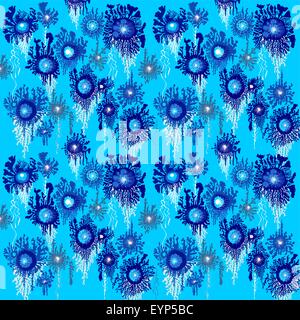 Blaue Blüte nahtlose moderne Tapetenmuster. Vektor-Ornament. Stock Vektor