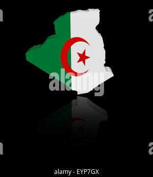 Algerien Karte Flagge mit Reflexion illustration Stockfoto