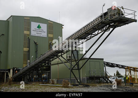 GREYMOUTH, Neuseeland, 20. Mai 2015: Förderbänder untätig in der Pike River Coal Mine am 20. Mai 2015 Stockfoto