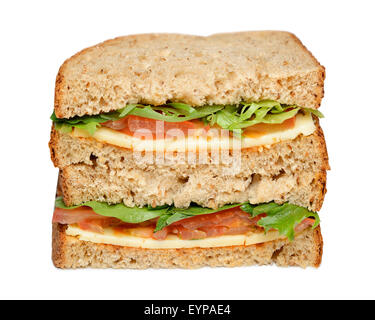 Sandwich, Käse und Tomaten, ausgeschnitten. Stockfoto