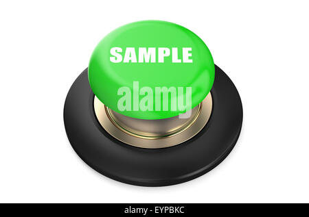 Probe grüne Taste isoliert auf weißem Hintergrund Stockfoto