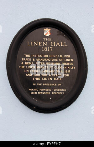 Gedenktafel an die historische Linen Hall in Clonakilty Stockfoto