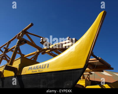 wa'akaulua traditionellen hawaiianischen Outrigger Kanu Stockfoto