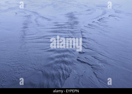 Flut Rinnsale an einem nebligen Tag auf Ruby Beach in Olympic Nationalpark, Washington Stockfoto