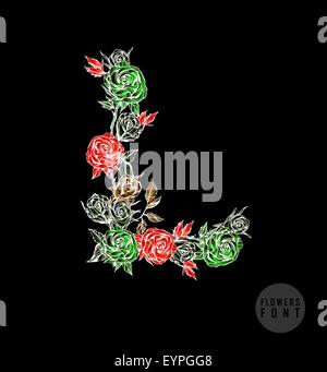 Bunte Blume Vektorschrift. Stock Vektor