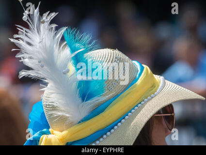 Oceanport, NJ, USA. 2. August 2015. -Fans vor dem William Hill Haskell Invitational (Note 1), Monmouth Park Racetrack, Sonntag, 2. August 2015. Bildnachweis: Bryan Smith/ZUMA Draht/Alamy Live-Nachrichten Stockfoto