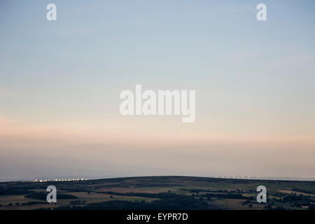 RAF Menwith Hill und Windturbinen Blick von Ilkley Moor Stockfoto