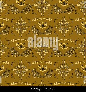 Islamische nahtlose Goldgrund mit Wirbel Ornamente Stock Vektor