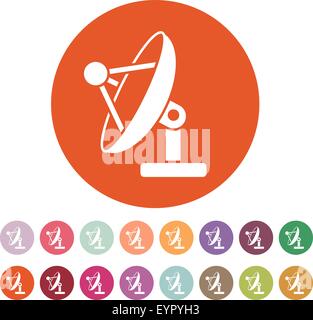 Die Satelliten-Antenne-Symbol. Kommunizieren und broadcast, Telekommunikation-Symbol. Wohnung Stock Vektor