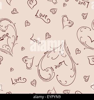 Handbemalte Doodle nahtlose Hintergrund in Pastellfarben für romantische design Stock Vektor
