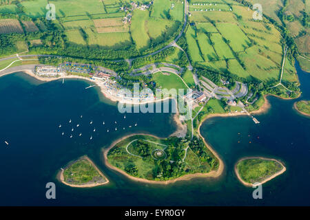 Luftaufnahme des Carsington Wassers im Peak District in Derbyshire, England UK Stockfoto