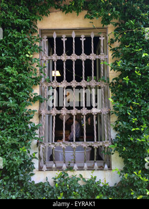 (150803)--GIRONA, 3. August 2015 (Xinhua)--Foto auf 2. Juli 2015 zeigt den Garten von El Celler de Can Roca in Girona, Spanien. Der frisch gekrönten weltweit beste Restaurant, Spaniens El Celler de Can Roca, gründet seinen Erfolg auf kulinarischen Traditionen der mediterranen Völker und kontinuierliche Innovation und Kreativität. Die Brüder Roca gegründet 1986 in Girona, Katalonien, im Nordosten Spaniens dieses Restaurant. Dieses Restaurant wurde von der renommierten britischen Magazin "Restaurant" früh im Juni als die besten der Welt gewählt. (Xinhua/Zhou Zhe) Stockfoto