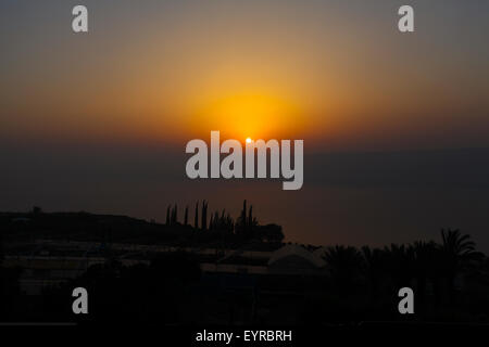 Sonnenaufgang über dem Meer von Galiläa, Israel Stockfoto