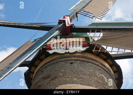 Vorderansicht bilden eine traditionellen holländische Windmühle Stockfoto