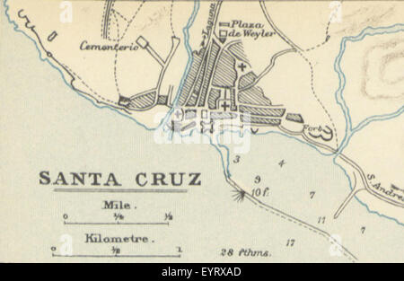 Ein Bild, das eine Karte zeigt, die aus Flickr ID 11230091916 extrahiert wurde, aufgenommen von Seite 177 eines Werkes über Madeira und die Kanarischen Inseln. Auf der Karte wird das geografische Layout dieser beiden Inseln und der umliegenden Gebiete hervorgehoben. Stockfoto