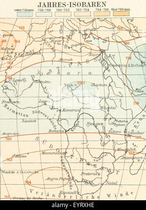 Ein Bild von Seite 185 von „Afrika eine allgemeine Landeskunde“ mit einer detaillierten Karte von Afrika. Auf der Karte werden geografische Regionen, Länder und topografische Merkmale des Kontinents hervorgehoben. Stockfoto
