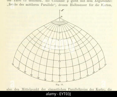 Abbildung Seite 207 "Lehrbuch der Landkartenprojektionen" Bild entnommen Seite 207 von "Lehrbuch der Landkartenprojektionen" entnommen Stockfoto