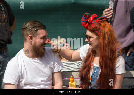 Menge an Cambridge Folk Festival 2015 Stockfoto