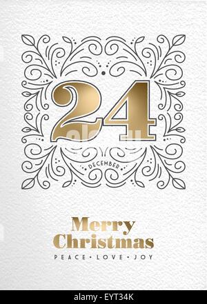 Frohe Weihnachten retro Vintage Hipster Monogramm Frames im floralen Stil Liniendesign. Ideal für print Poster und Grußkarten Stock Vektor