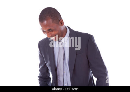 Afrikanische amerikanische Geschäftsmann auf weißem Hintergrund - schwarze Menschen Stockfoto