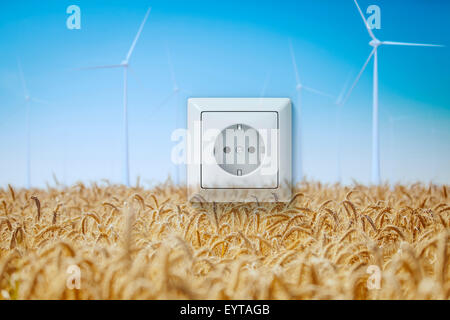3D, CGI, [M], Symbol, Windenergie, Landwirtschaft, Steckdose, Strom, Energie, Stockfoto