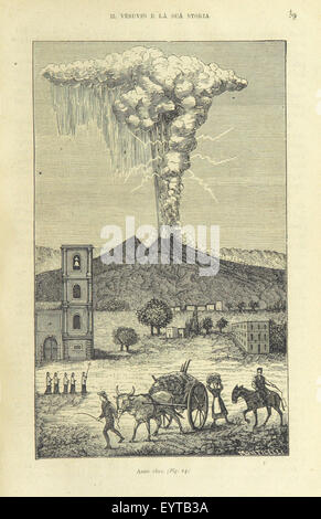 Foto von Seite 51 von „Il Vesuvio e la sua storia“, das wahrscheinlich die Geschichte und die Eruptionen des Vesuvs darstellt, mit begleitenden Illustrationen. Stockfoto