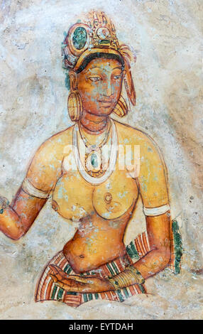 Wandmalereien von Sigiriya, Sri Lanka Stockfoto