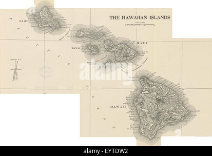 Ein Bild von Seite 641 von „Hawaii unsere neuen Besitztümer“, das eine Karte oder Illustration zeigt, die mit dem neuen Status Hawaiis als US-Territorium zusammenhängt. Das Foto zeigt die geographischen Besonderheiten und territorialen Veränderungen Hawaiis während dieser Zeit. Stockfoto