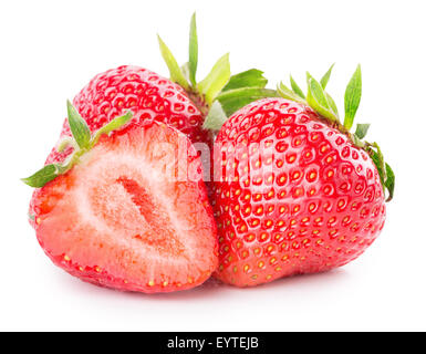 Erdbeeren auf dem weißen Hintergrund isoliert. Stockfoto