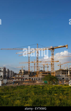 Österreich, Wien, 22. Bezirk, Seestadt Aspern, Kräne, Baustelle Stockfoto