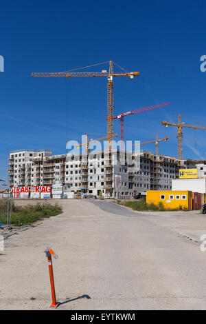 Österreich, Wien, 22. Bezirk, Seestadt Aspern, Kräne, Baustelle Stockfoto